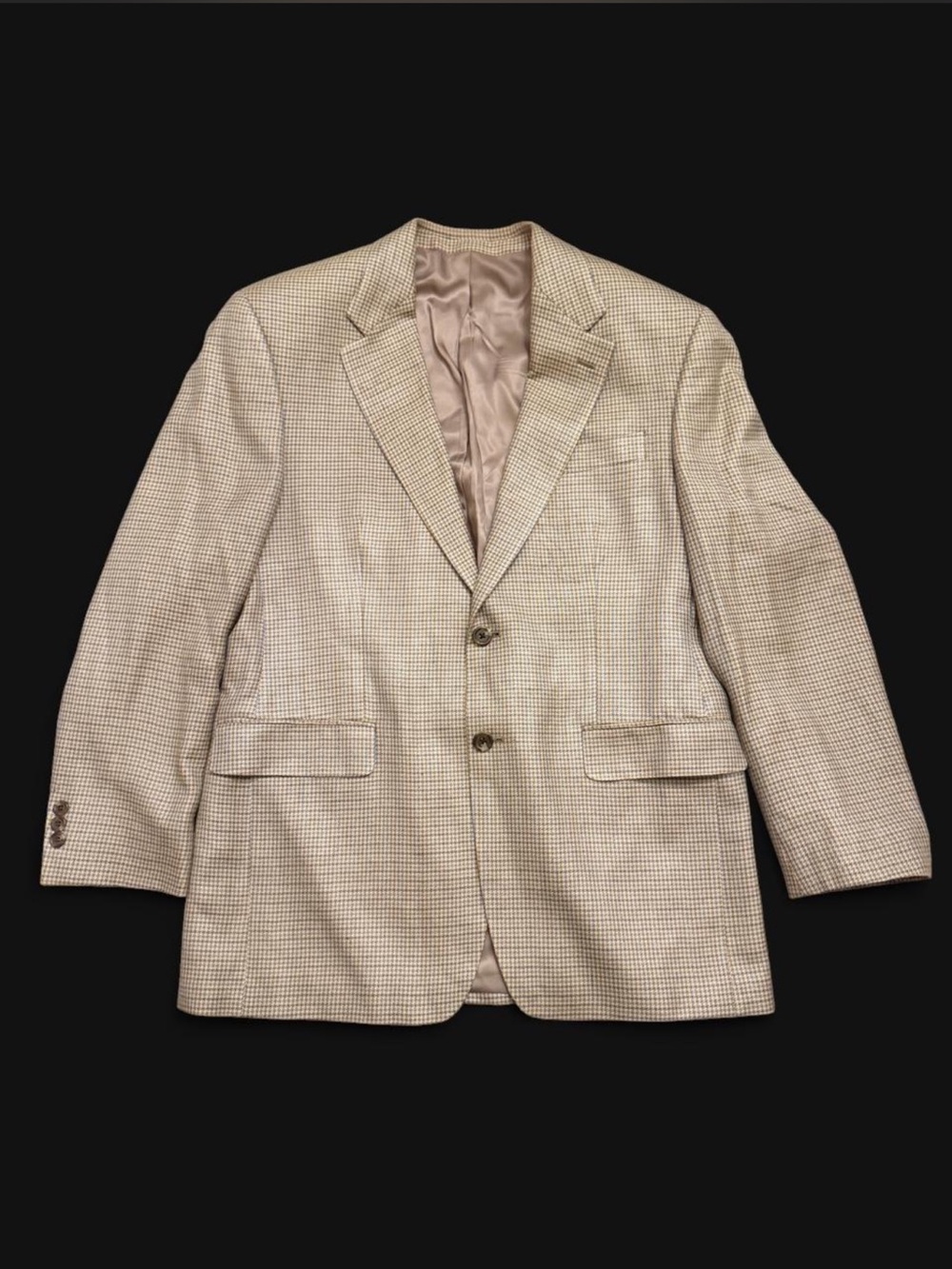 Ralph Lauren Tan Beige Check Sports Coat 100% Silk - Picture 2 of 3
